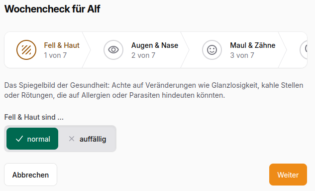 Haustier-App Wochencheck
